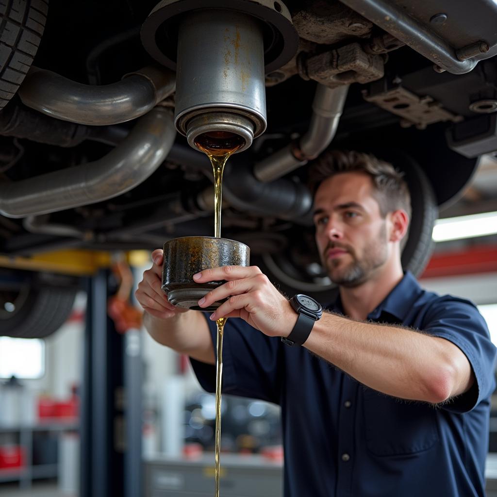 Mechanic Performing an Oil Change