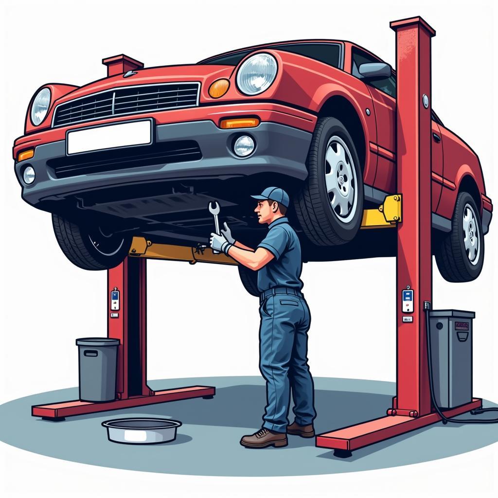 Mechanic Performing Oil Change Clipart