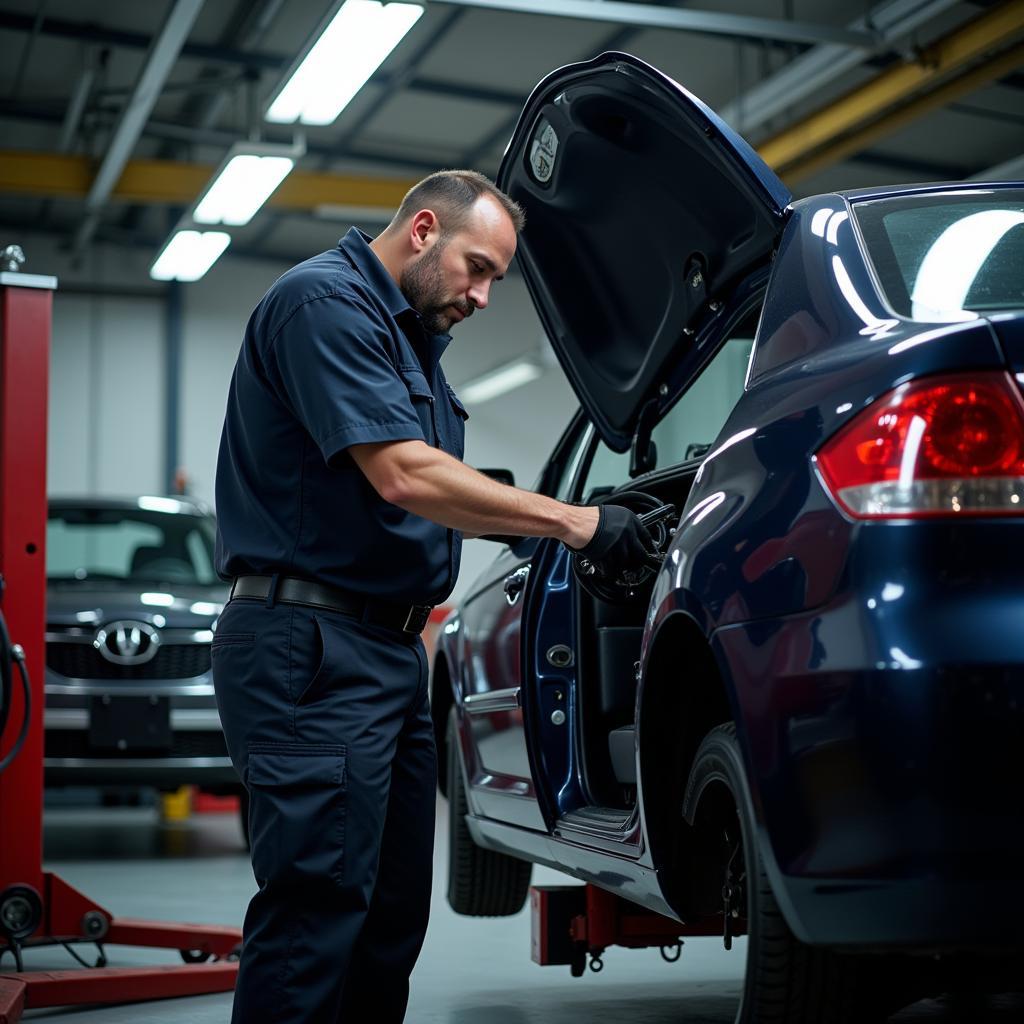 Mechanic Repairing Car