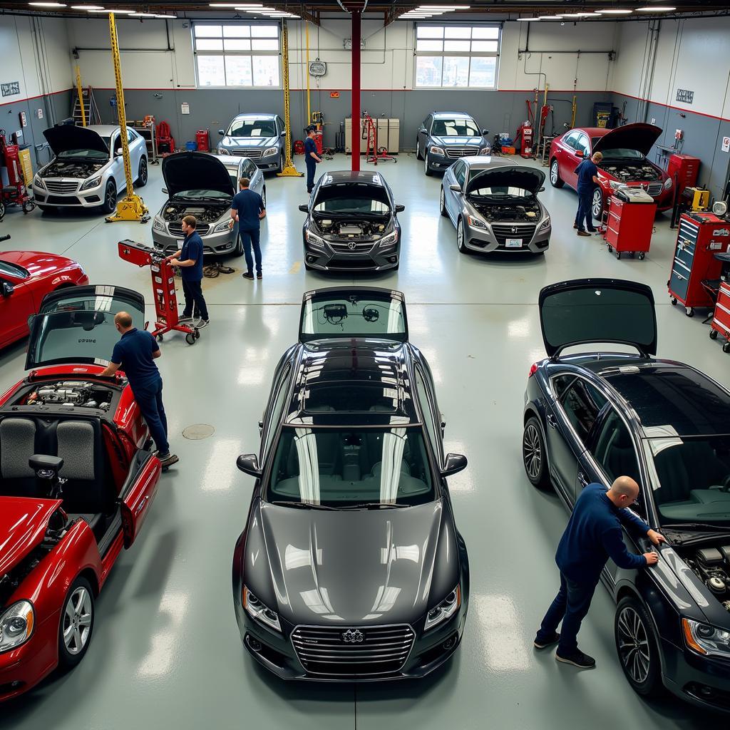 Mechanic school car repair shop.