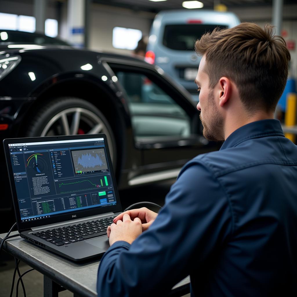 Mechanic Using Diagnostic Software