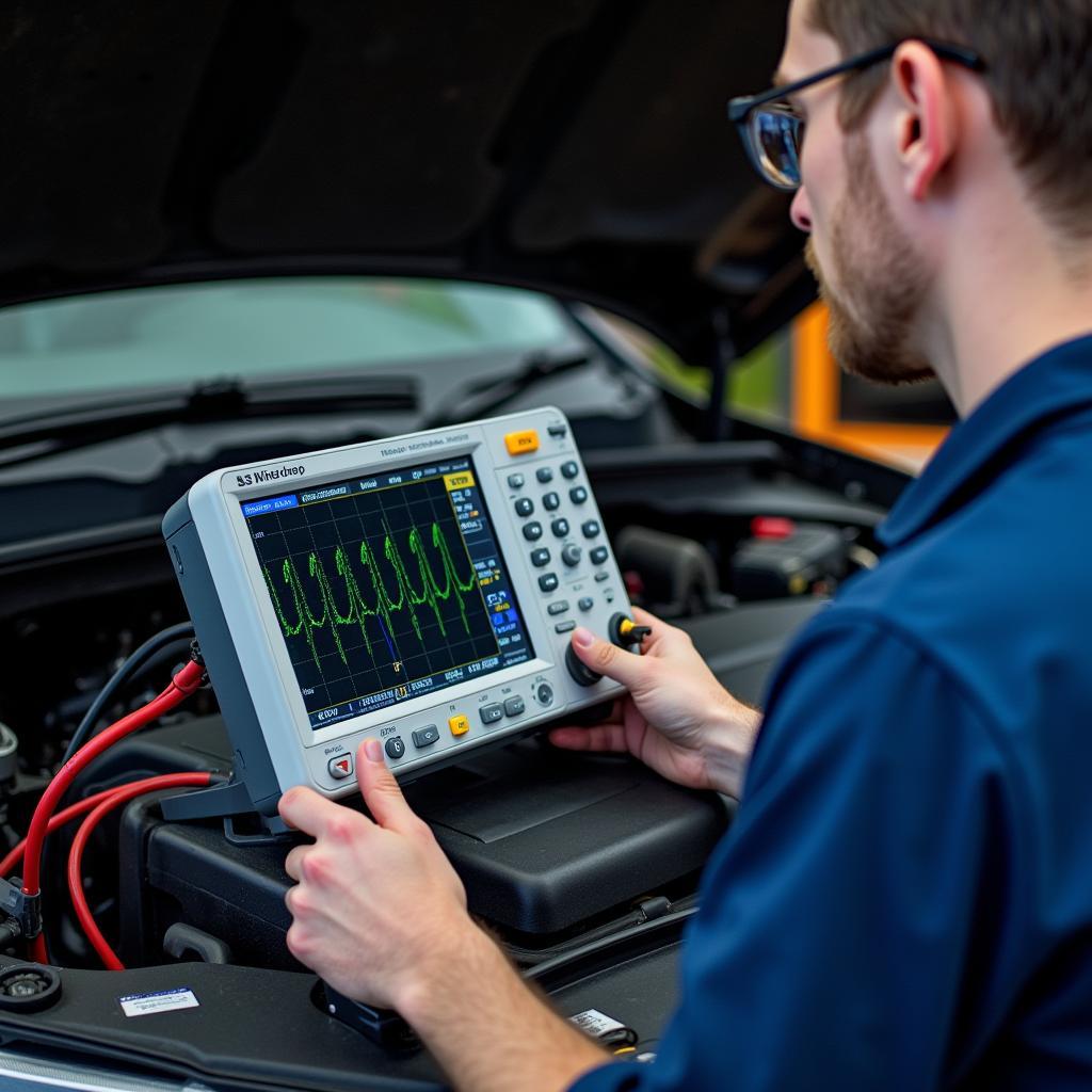 Mechanic Using Oscilloscope