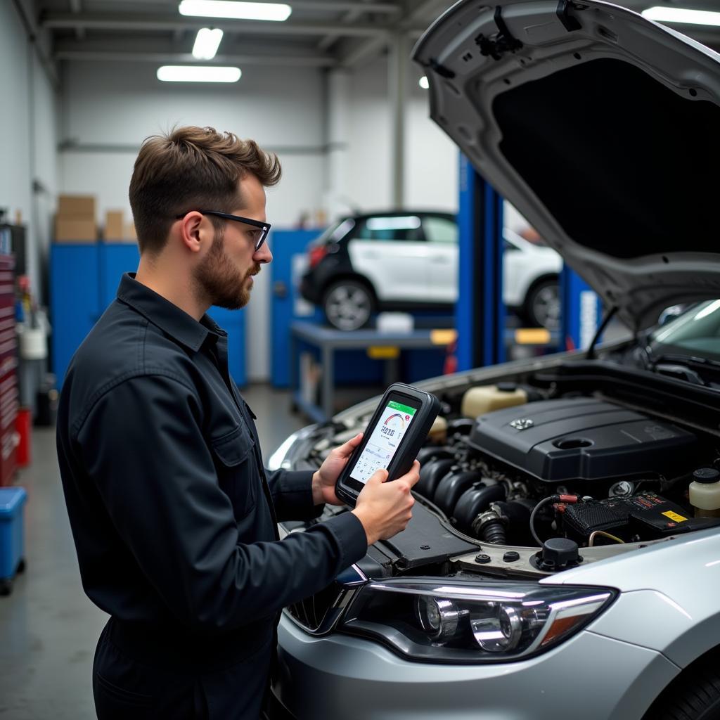 Mechanic Working on Car Engine