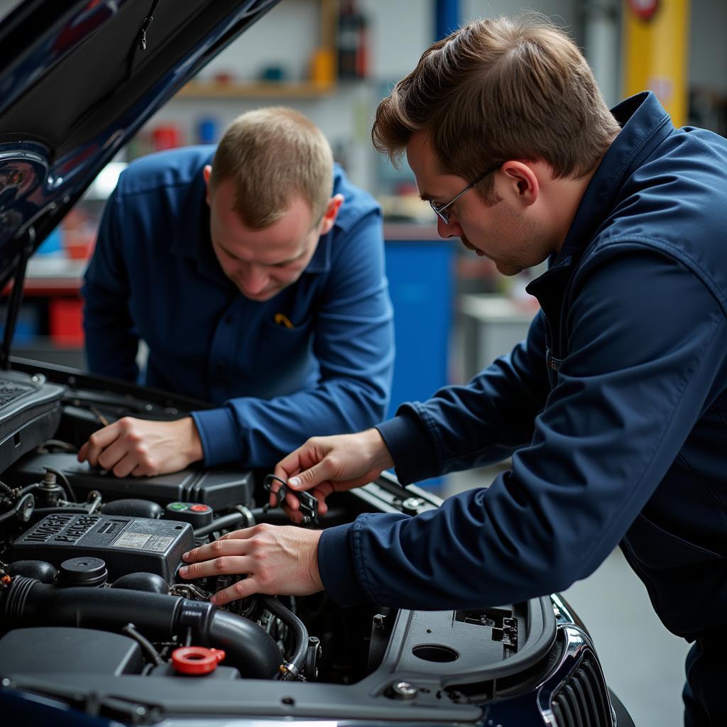 Mechanic Working on Car Engine