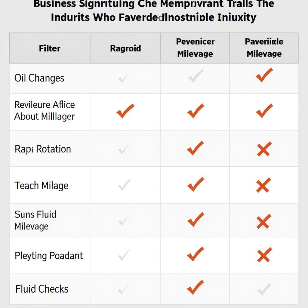 Mileage Based Car Maintenance Chart