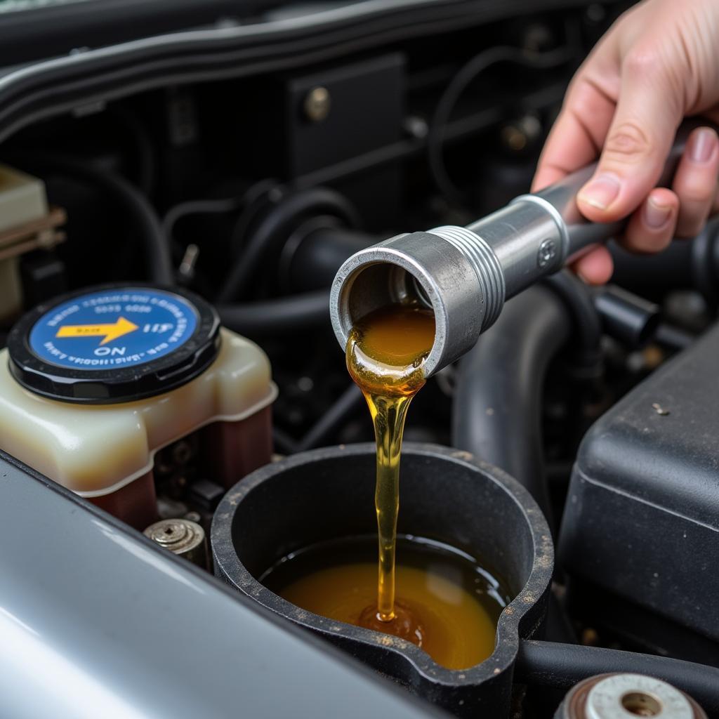 Car engine oil change process