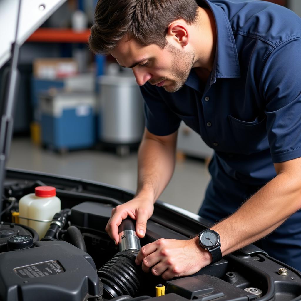 Mechanic Repairing Oil Leak