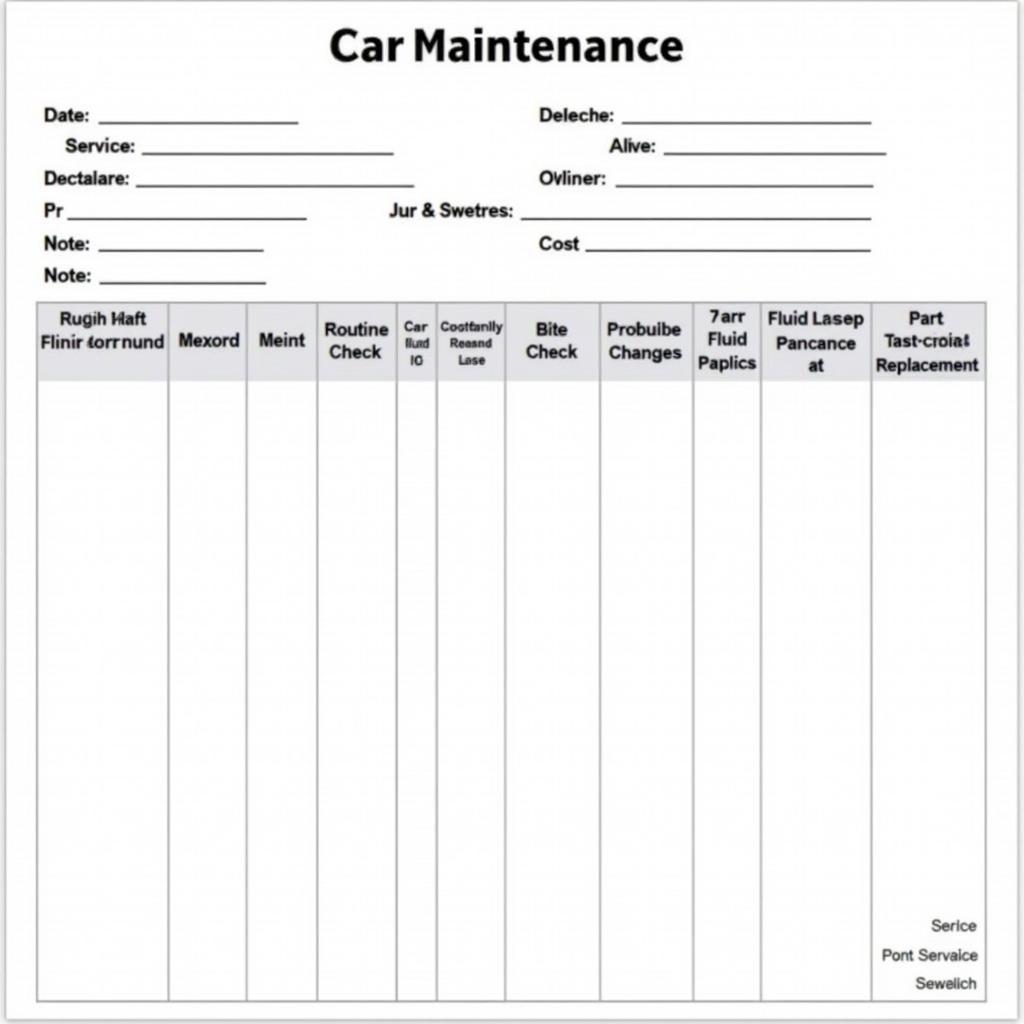 Open Office Car Maintenance Template Example