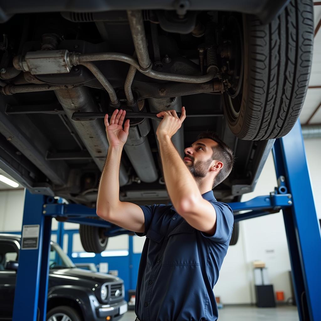 Oregon Mechanic Performing Car Inspection