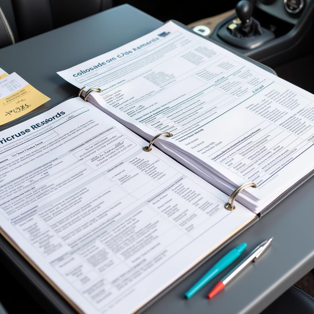 Organized Car Maintenance Records Binder