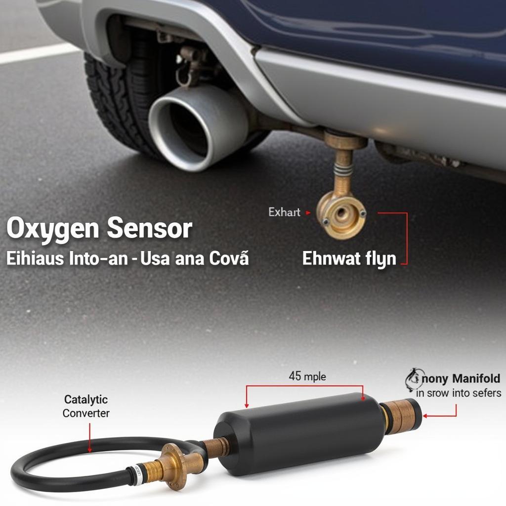 Oxygen sensor location in a car exhaust system