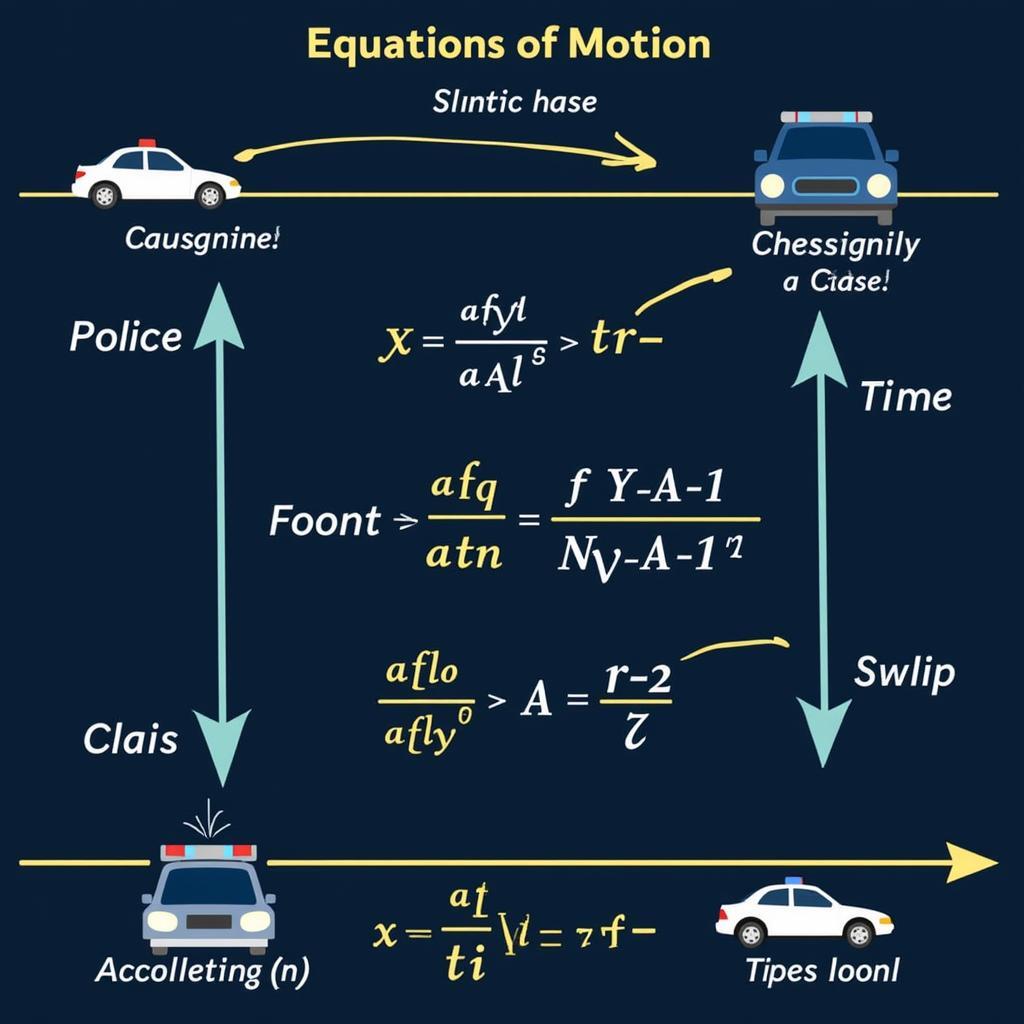 Police Chase: Equations of Motion Diagram