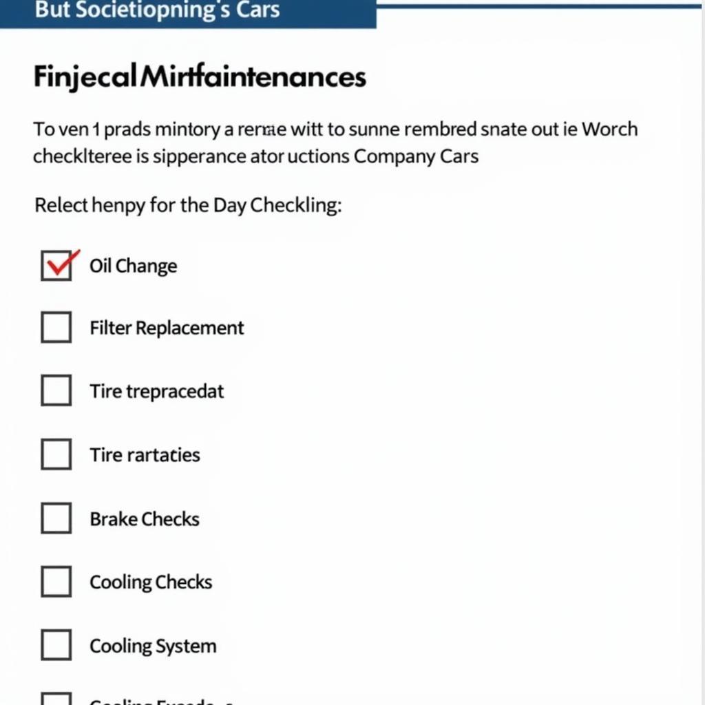 Regular Car Maintenance Checklist