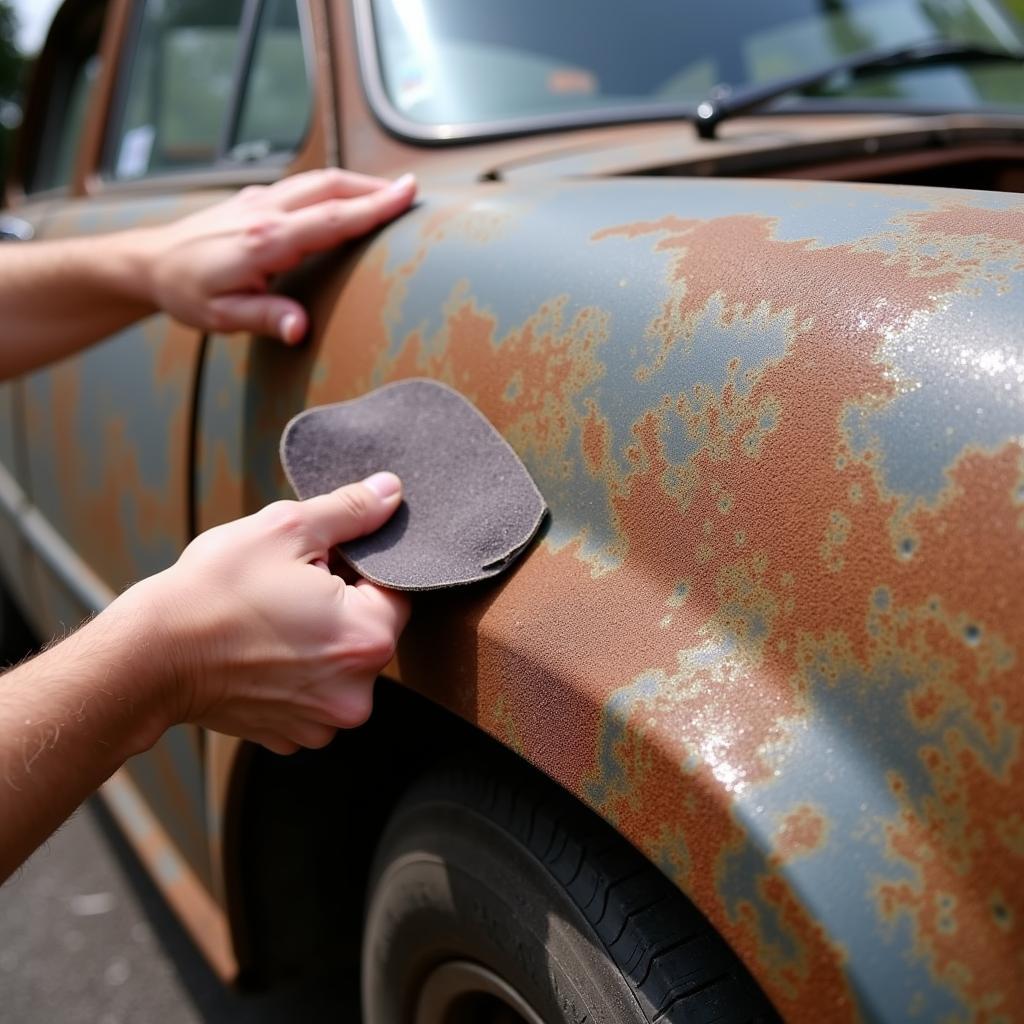 Removing Surface Rust with Sandpaper