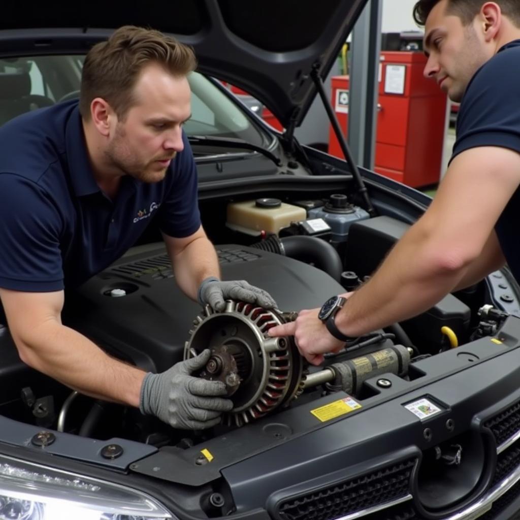 Replacing a faulty car alternator in a vehicle