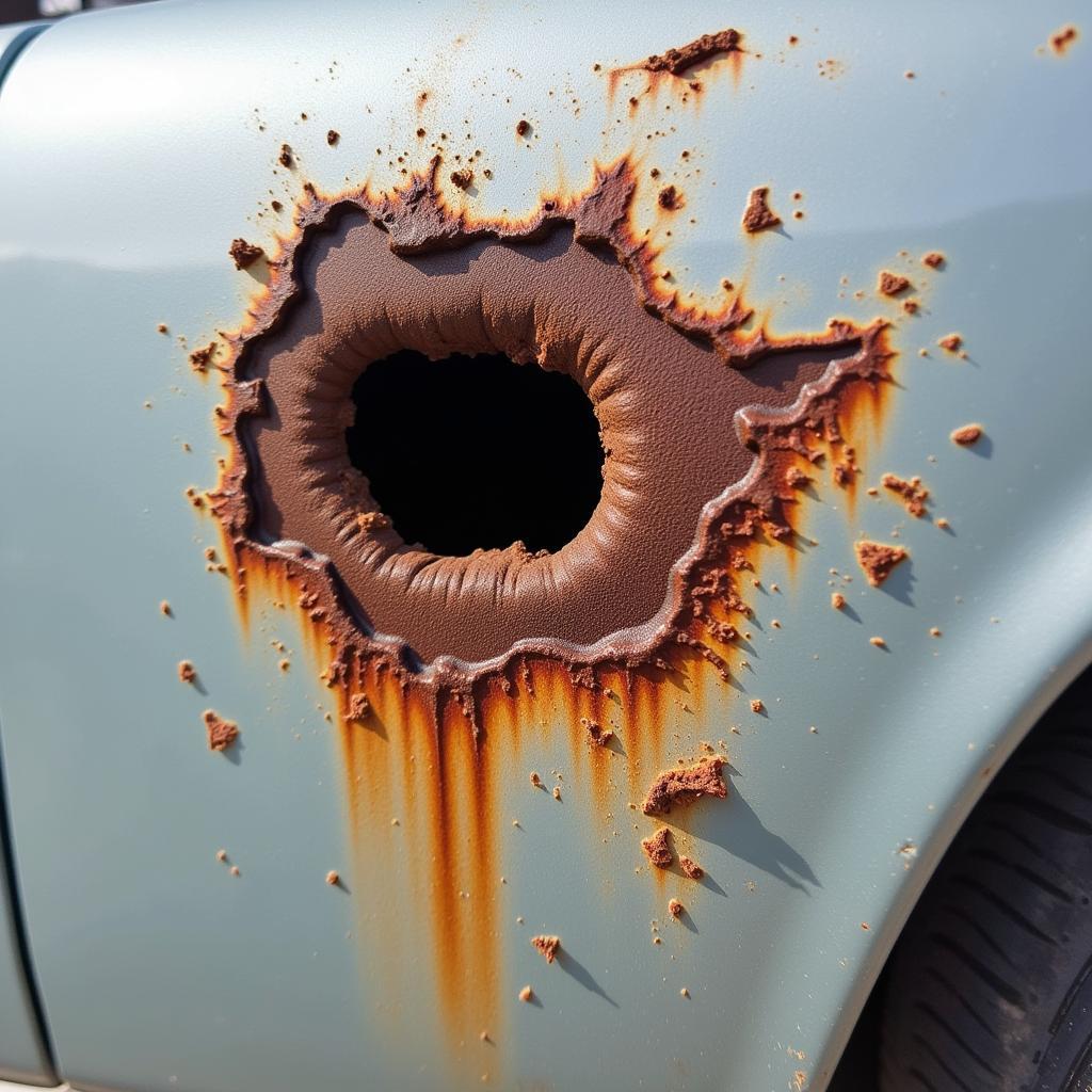 Rust Hole on a Car Door