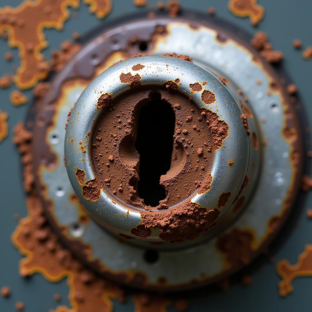 Close-up of a Rusted Car Lock