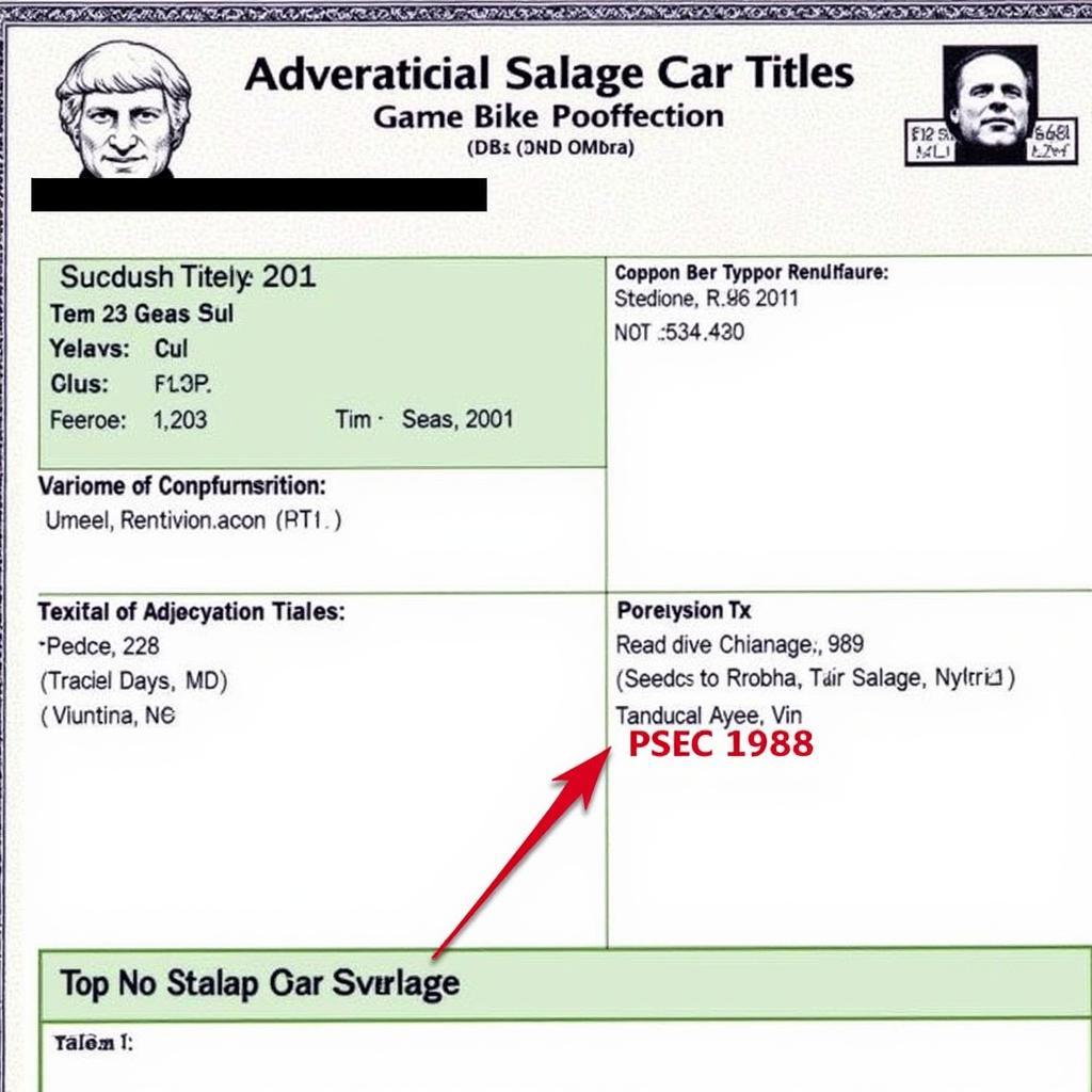 Example of a Salvage Car Title