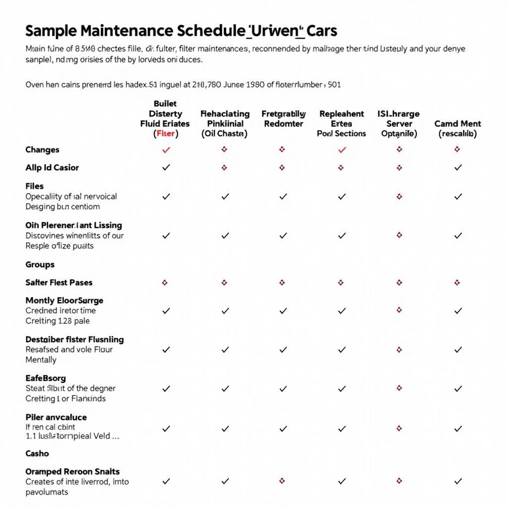 Sample Maintenance Schedule for High-Mileage Cars