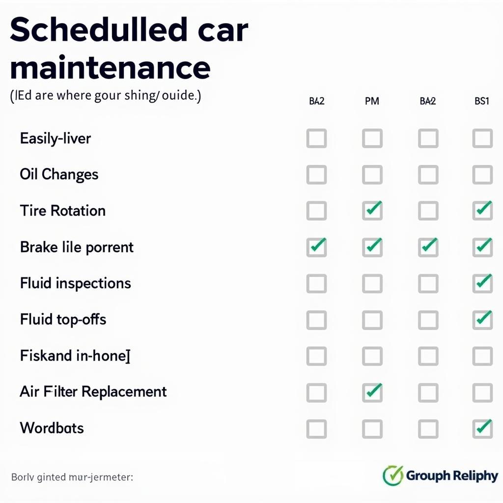 Car Scheduled Maintenance Checklist