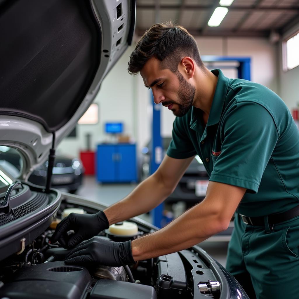 Mechanic Working on a Car in South Africa