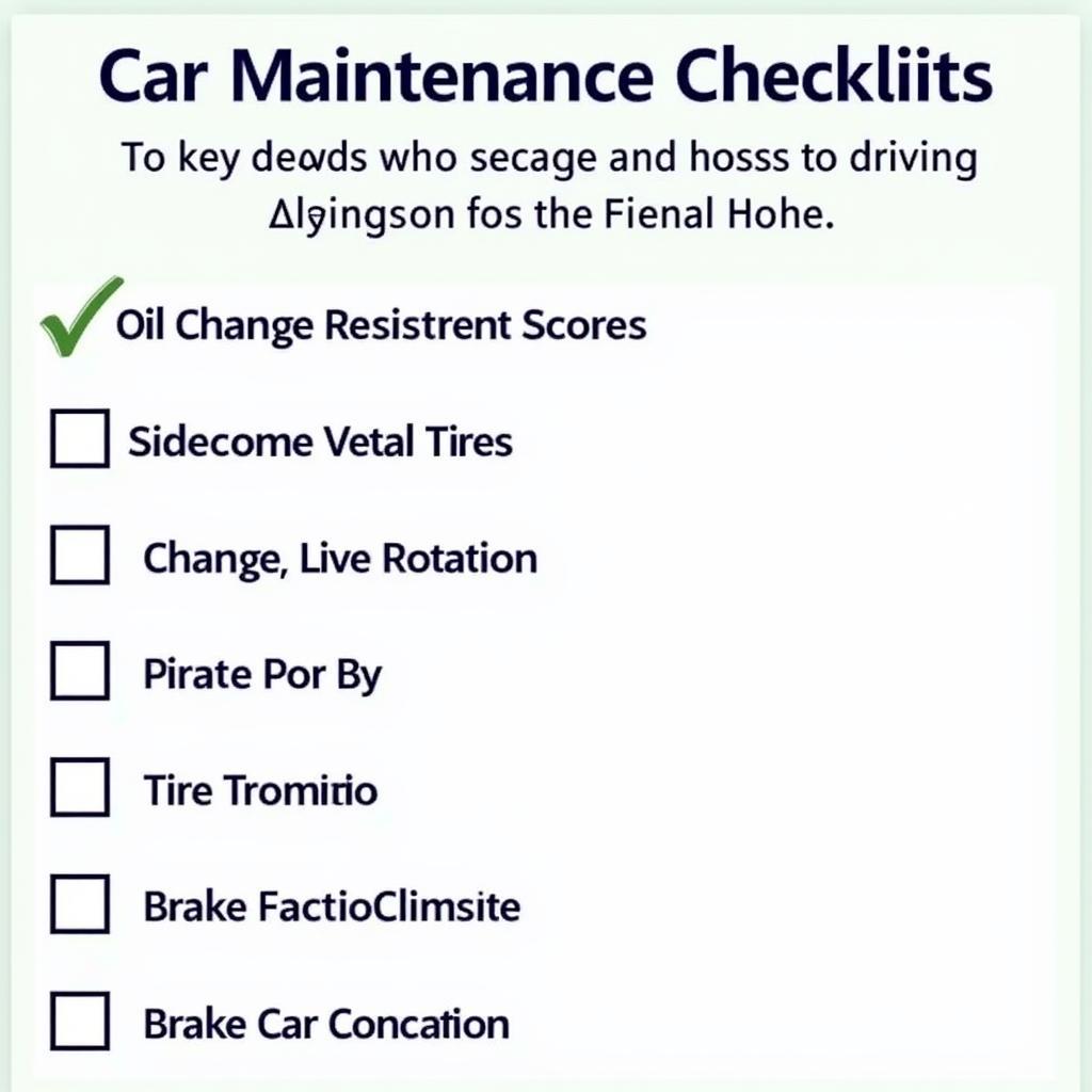 Spring Hill Car Maintenance Checklist