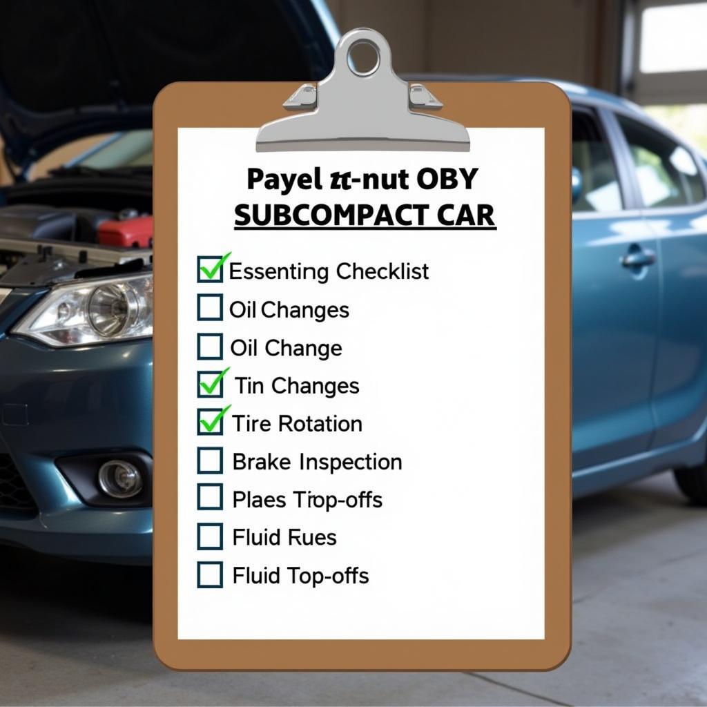 Subcompact Car Maintenance Checklist