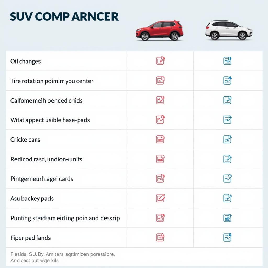 SUV and Car Maintenance Comparison