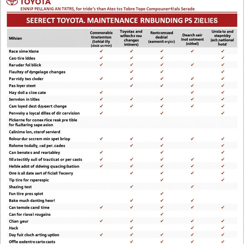 Example Toyota Maintenance Schedule