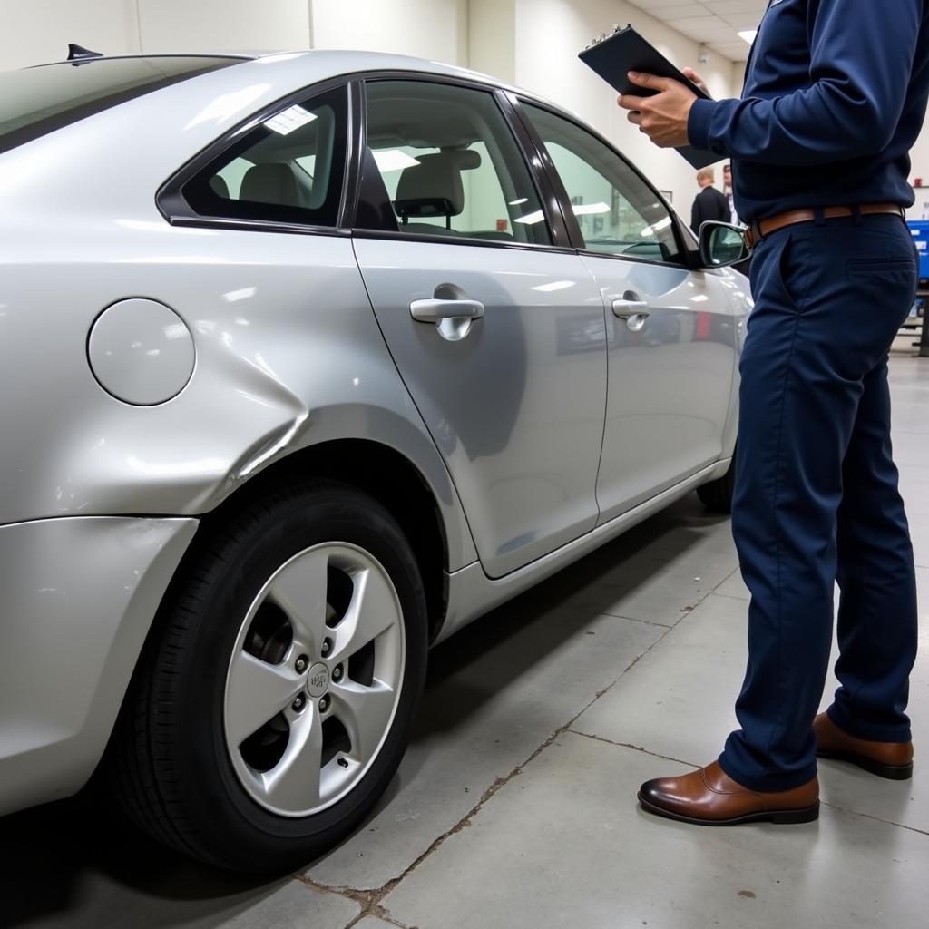 Trading in a car with problems in the UK: A visual guide depicting a car with visible mechanical issues being evaluated for trade-in value.