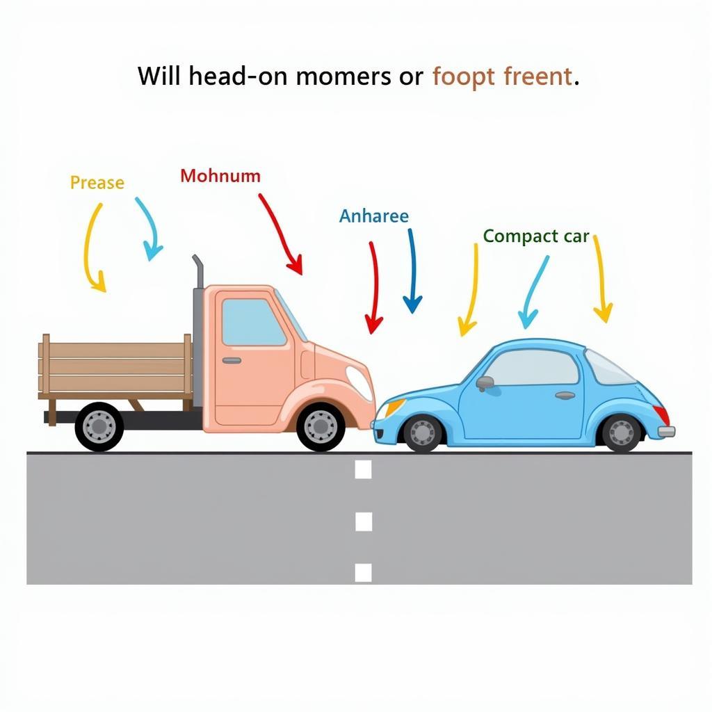 Truck-car collision illustrating momentum difference