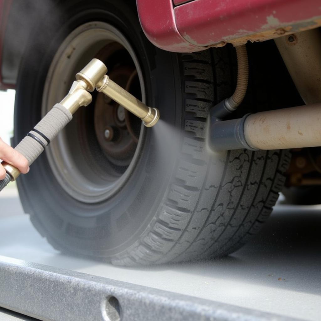 Applying Undercarriage Rust Prevention Coating