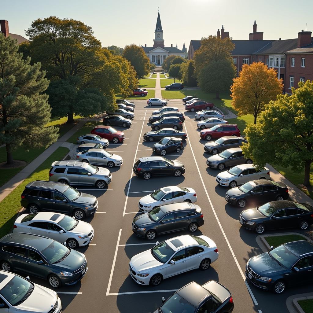 Overcrowded University Parking Lot