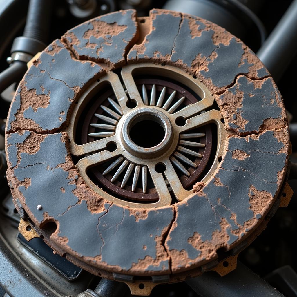 Worn Clutch Plate in a Diesel Car