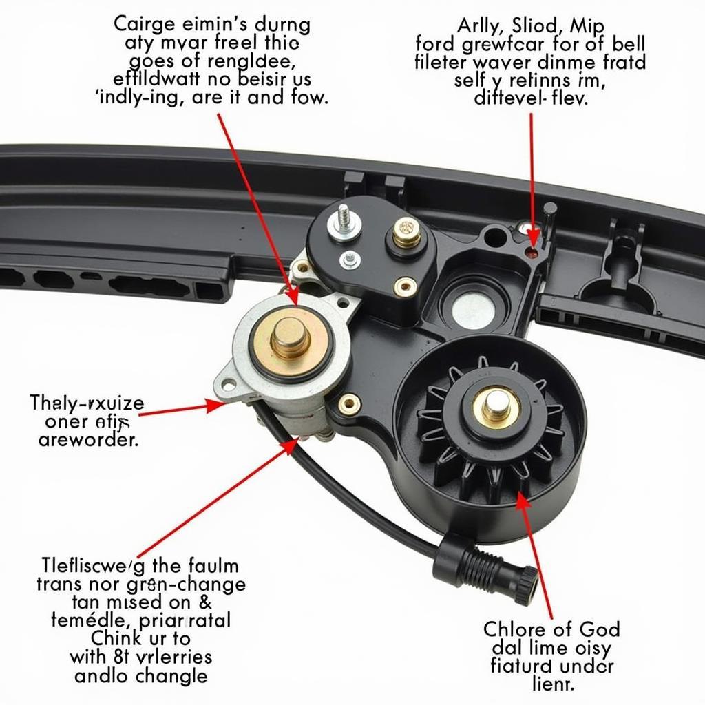 2000 Lincoln Town Car rear window regulator showing the motor and gear assembly