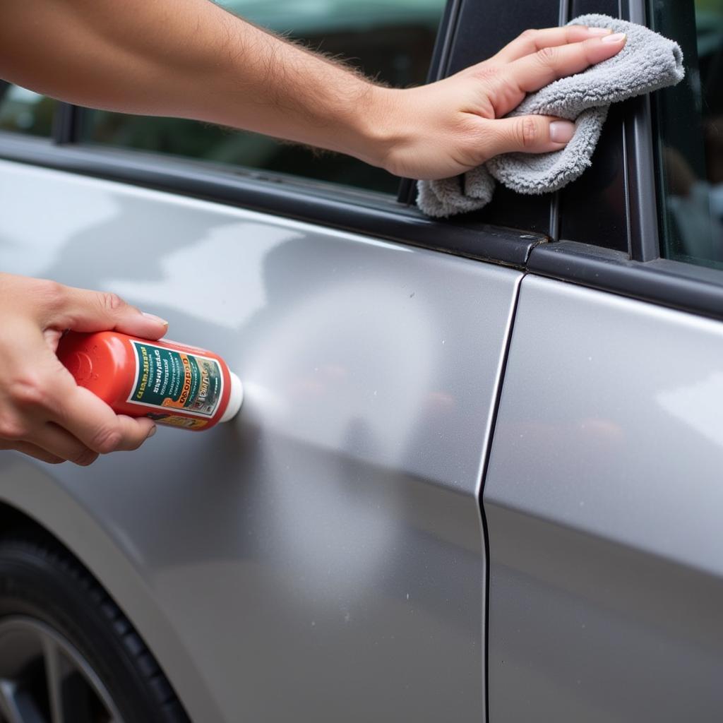 Applying Car Scratch Remover