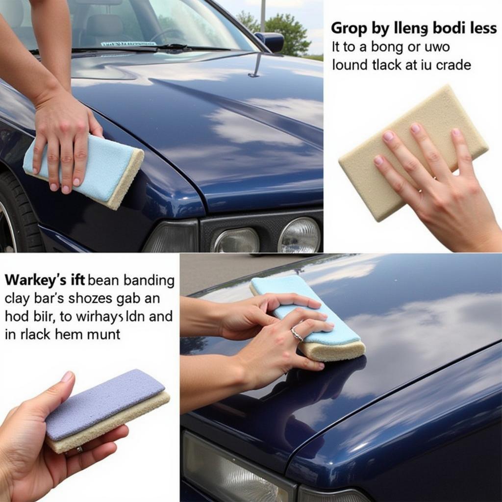 Applying a clay bar to a car hood