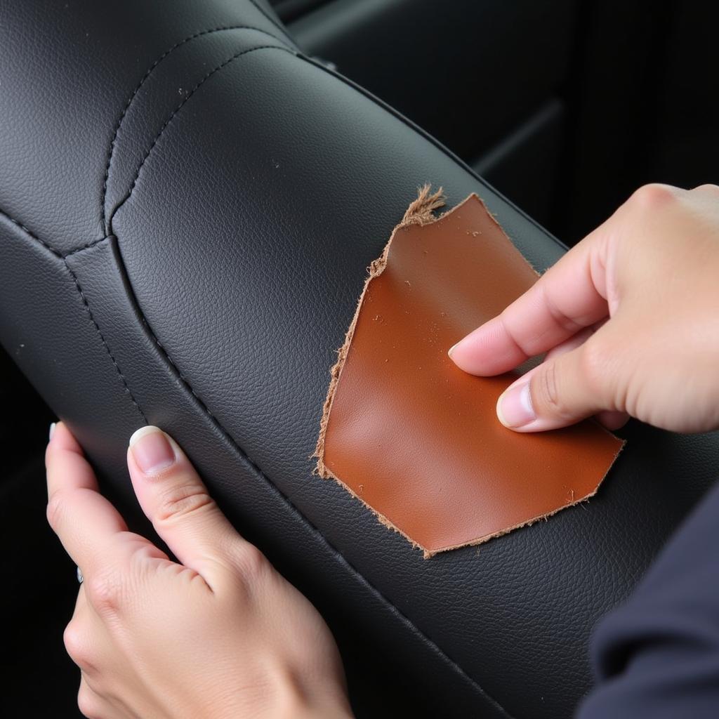 Applying a Leather Patch to a Car Seat