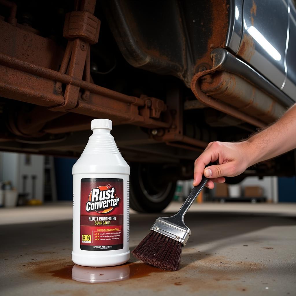 Applying rust converter to car undercarriage