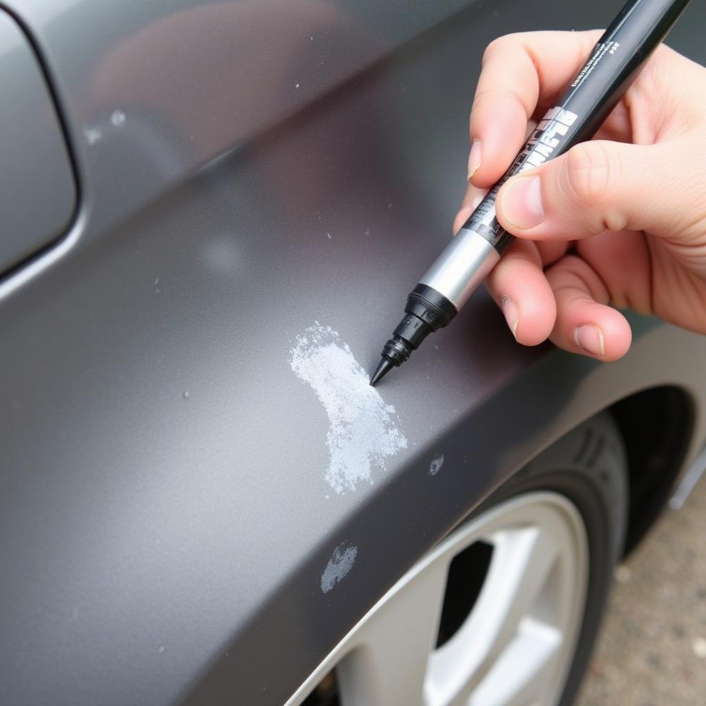 Applying Touch-up Paint to Car Scratch