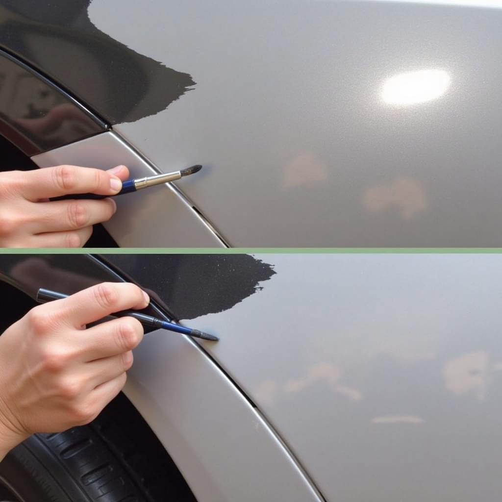 Applying Touch-up Paint to Deep Car Scrape