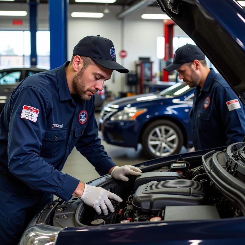 ASE Certified Technicians Working in an Austin Car Maintenance Shop