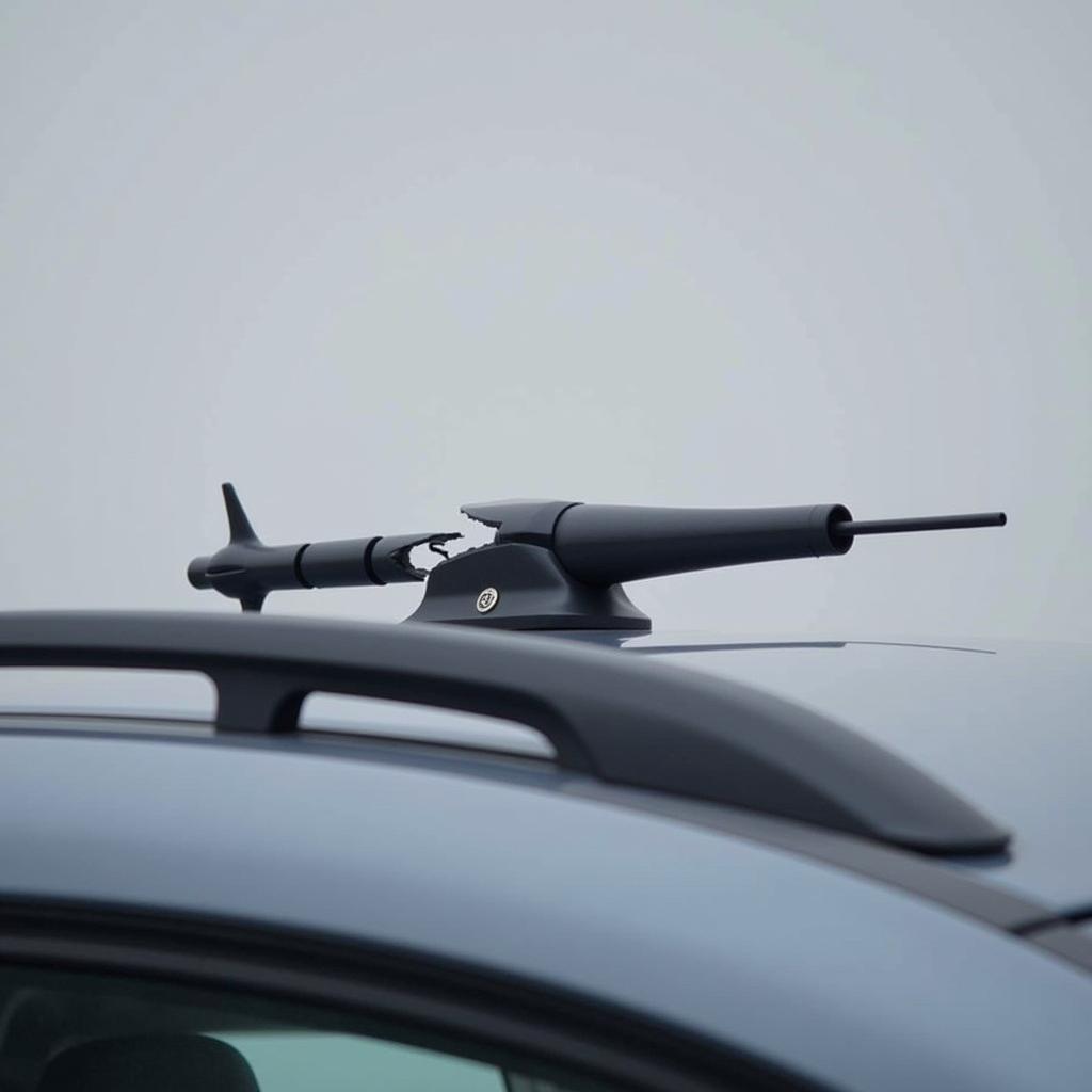 Close up of a broken car antenna on a vehicle