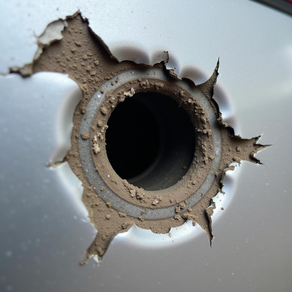 Assessing Bullet Hole Damage in Car Door