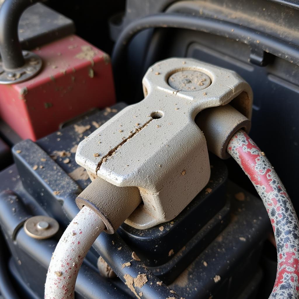 Car Battery Corrosion on Terminals