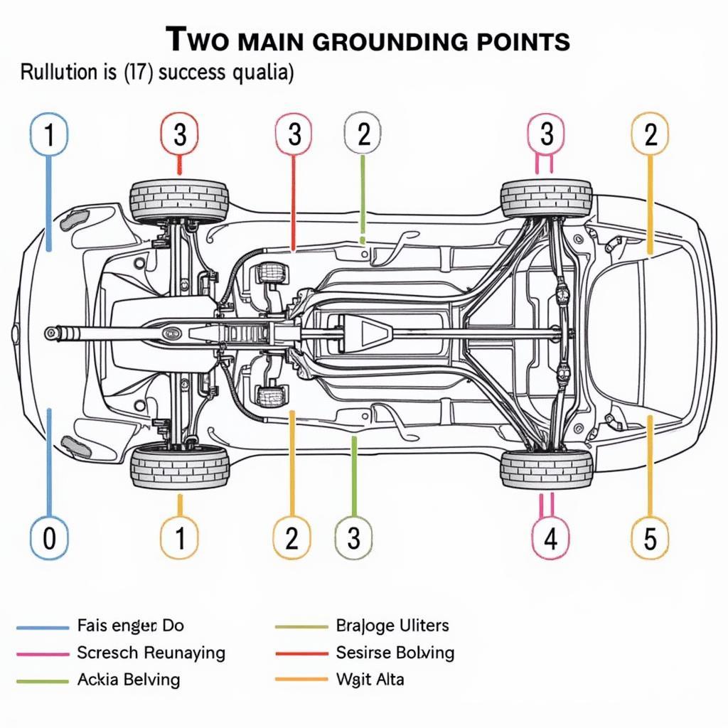 Diagram illustrating the car's electrical system and ground points