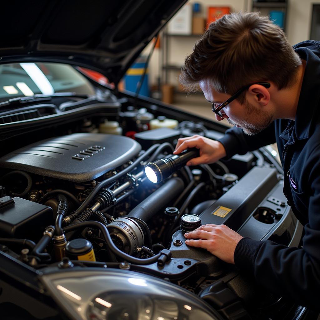 Inspecting a Car Engine After Long-Term Storage