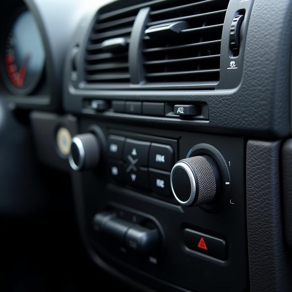 Dashboard controls of a car with a malfunctioning heater