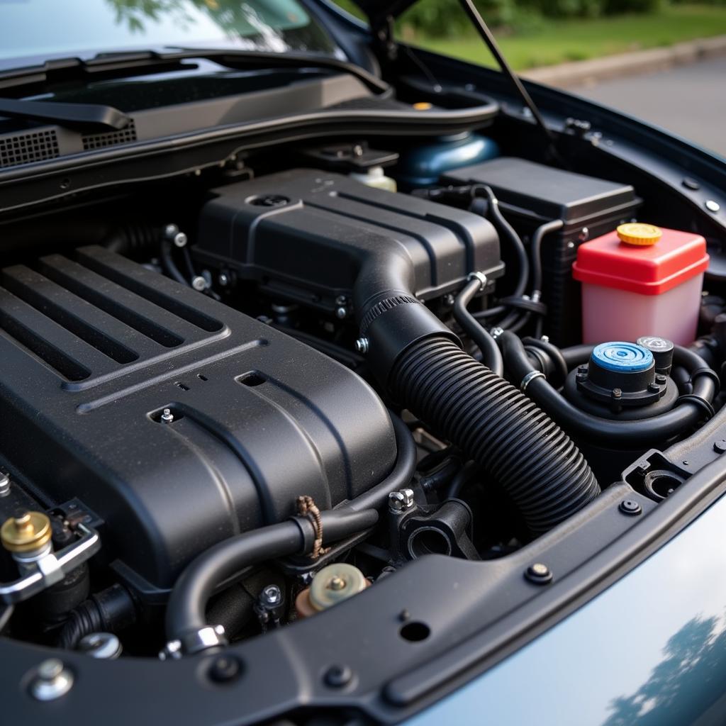 Car idling rough, showing the engine bay.