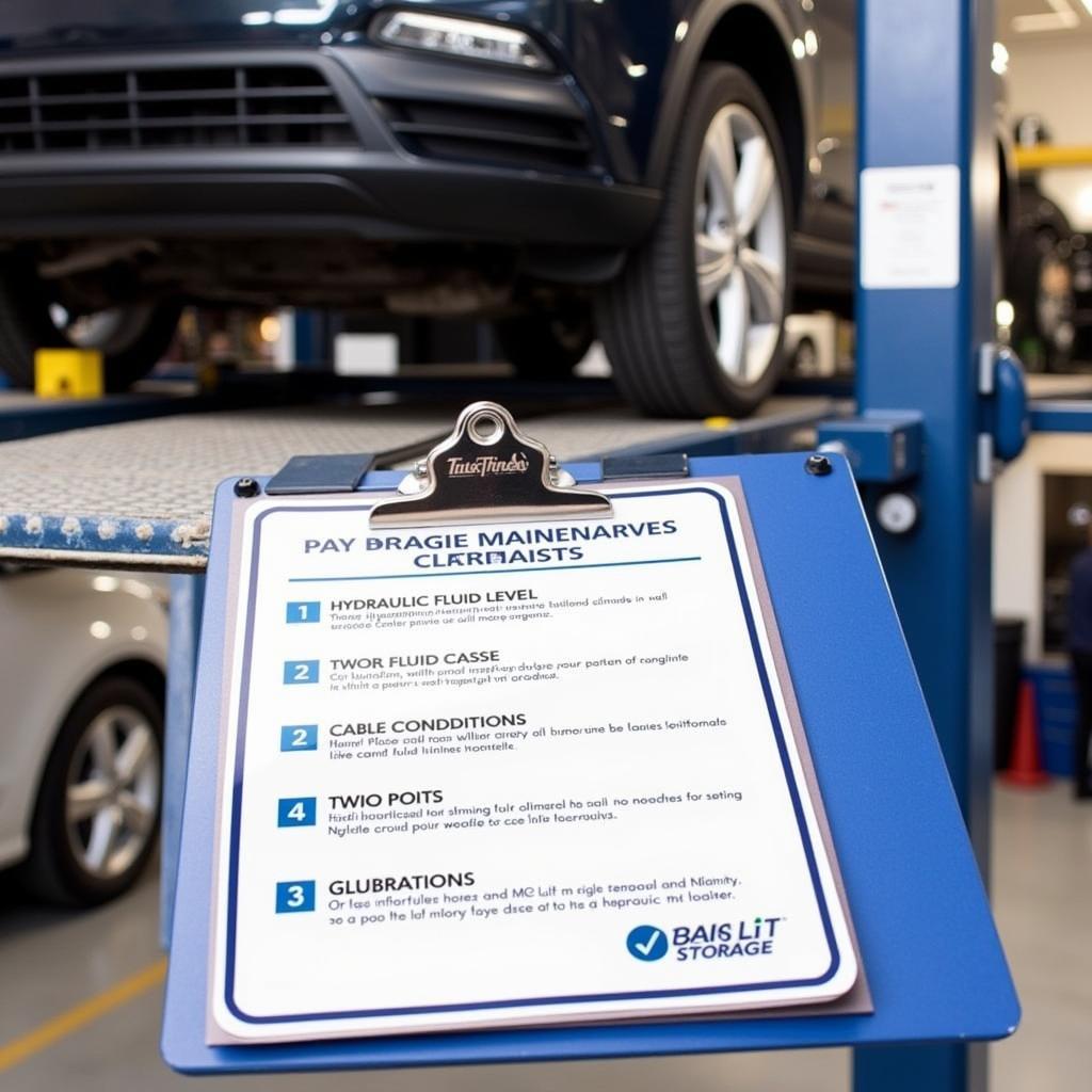 Car Lift Storage Maintenance Checklist